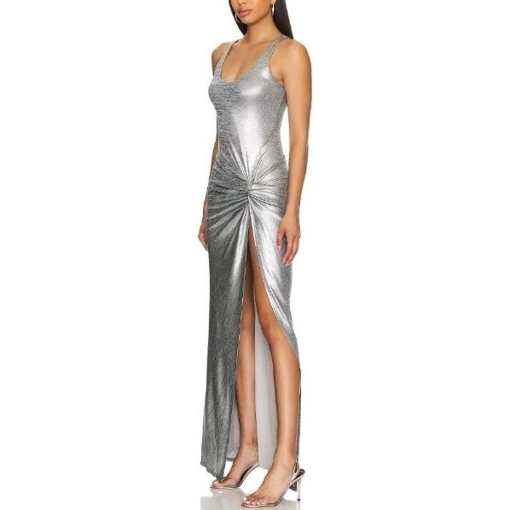 Lovers and Friends Tonya Maxi Dress Gunmetal Silver Metallic ACD3152 U24 S NEW - Picture 9 of 9